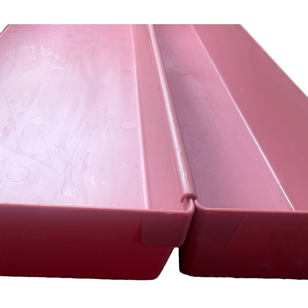 4 Rubbermaid Vtg 90s Pink Interlocking Drawer Organizer 2- 15x 3x 2 + 2- 15x6x2